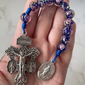 Our Lady of the Sea Blue Glass Floral One Decade Rosary